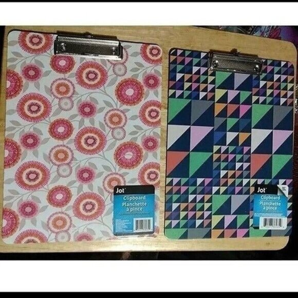 Colorful Patterned Clipboards Set Of 2 Geometric & Floral Design 9" X 12.5" - Picture 1 of 4